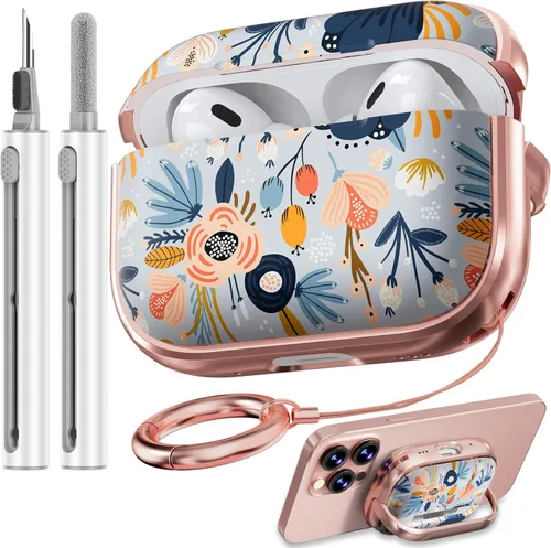 Miniatura 52 de Inesore Funda para AirPods Pro 3 2025 con cerradura, funda transparente floral para mujeres, compatible con Apple Airpods Pro de 3ª