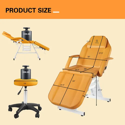 Miniatura 5 de Silla facial mesa de masaje de 73 pulgadas, cama de masaje multiusos de 3 secciones, silla de tatuaje profesional, equipo de spa para spa facial