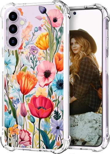 Miniatura 121 de Hungo Funda compatible con Samsung Galaxy S23 con diseño floral y bonito diseño transparente, femenino para mujeres y niñas, con hermoso clavel