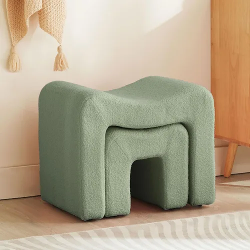 Miniatura 10 de Taburete de tocador, reposapiés pequeño, otomano, asiento de piel sintética, sin espalda, moderno, reposapiés, peludo para sala de maquillaje, sala