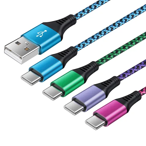 Miniatura 8 de Cable de carga USB C de 3A de carga rápida, [2 unidades, 6 pies] cable trenzado USB-A a tipo C para iPhone 15 Pro Max Plus, Samsung Galaxy A14 A54