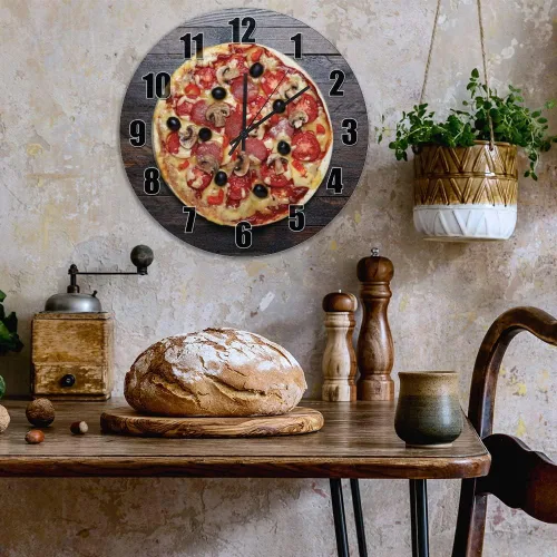 Miniatura 3 de ArogGeld Reloj de pared rústico de donas de chocolate, relojes colgantes de madera, decoración de cocina, relojes redondos de madera, decoración