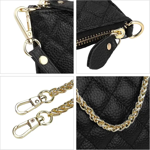Miniatura 6 de Uromee Cartera de mano para mujer, de piel auténtica, con cadena de hombro desmontable