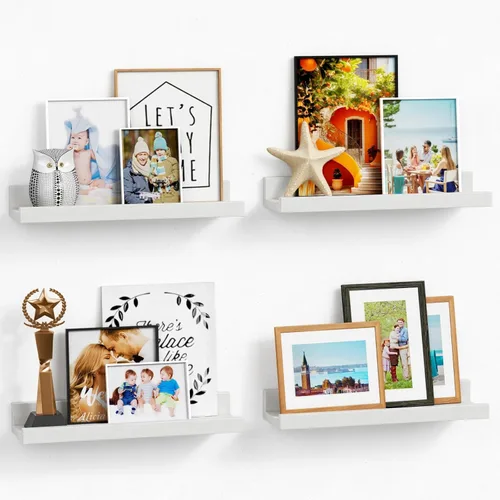 Miniatura 20 de Forbena Estante de repisa negra para fotos, estantes flotantes con borde para pared, estantes de pared pequeños para baño, dormitorio, cocina