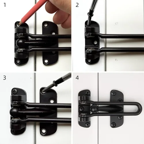Miniatura 7 de HASWARE Barra de seguridad para el hogar, cerradura de puerta antirrobo de aleación negra para puerta delantera e interior, tope de puerta