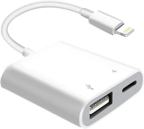 [Certificado MFi de Apple] Adaptador de cámara Lightning a USB con puerto de carga para iPhone, cable OTG USB 3.0 hembra para iPad para conectar