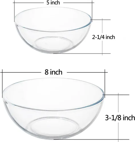 Miniatura 3 de FOYO Juego de cuencos de vidrio de 5 pulgadas, redondos, pequeños cuencos de ensalada de vidrio para cocina, juego de 3