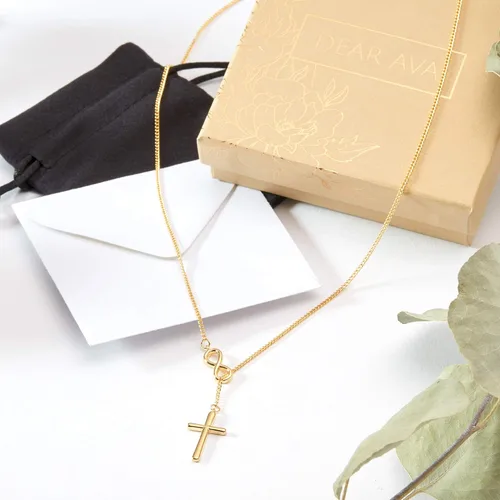 Miniatura 5 de Dear Ava Infinity First Holy Communion Necklace Sympathy Gift For Teen Girls Sterling Silver Modern Jewelry Cross Pendant with Heartfelt Card 1st