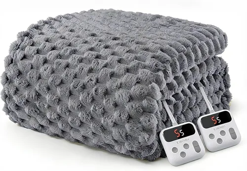 GarveeHome Manta térmica eléctrica tamaño Queen de 84 x 90 pulgadas, con doble control, 10 niveles de calentamiento y 10 horas de apagado