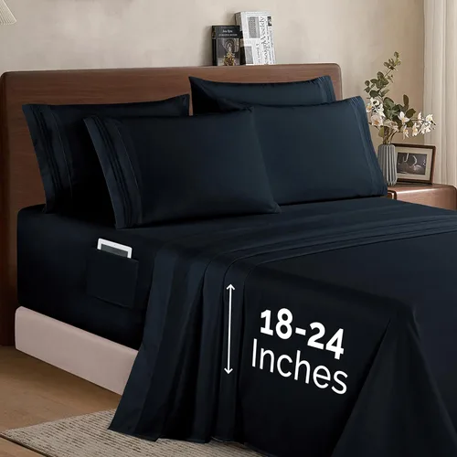 Miniatura 77 de Elegant Comfort - Juego de ropa de cama resistente a arrugas y decoloración más acogedor, sábana bajera elástica en todo el contorno, bolsillo
