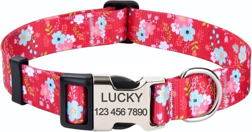 Miniatura 11 de Collares de perro personalizados Mihqy, collar de perro personalizado con nombre y número de teléfono, múltiples patrones y 4 tamaños, collar