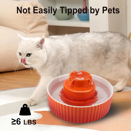 Miniatura 7 de Fuente de Agua de Cerámica para Gatos Lawfery, Fuente para Gatos de 2.1L/71oz con 3 Filtros de Carbón y 2 Bombas de Agua, Fuente de Agua