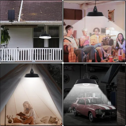 Miniatura 7 de Luces colgantes LED solares con control remoto (paquete de 2), panel solar ajustable y cable de 16.4 pies, impermeable IP65 para uso en exteriores e