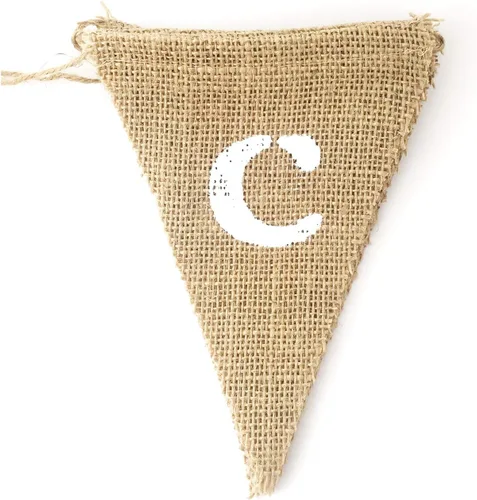 Miniatura 10 de LWR CRAFTS Banderines de arpillera triangular, 13 piezas, 10 pies