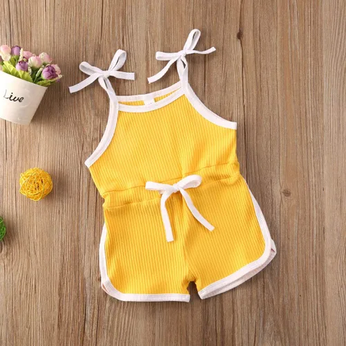 Miniatura 2 de VISGOGO Mameluco para bebés y niñas, monos sólidos, sin mangas, con cinturón, ropa de bebé, trajes