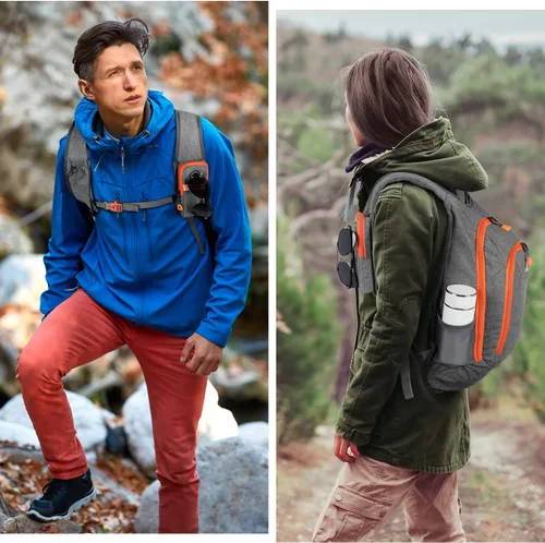 Miniatura 6 de Esup Mochila de senderismo pequeña de 15 L plegable y ligera mochila de viaje para acampar para mujeres y hombres (gris)