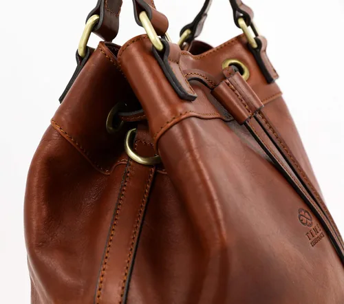 Miniatura 9 de Time Resistance Bolso cubo de cuero de grano completo de cuero real para mujer