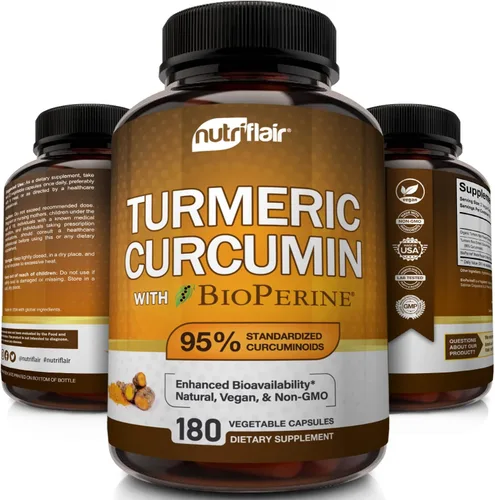 Miniatura 3 de NutriFlair Curcumina de cúrcuma con BioPerine - Suplemento de cúrcuma de 1300 mg, extracto de curcuminoides estandarizado al 95% con pimienta negra