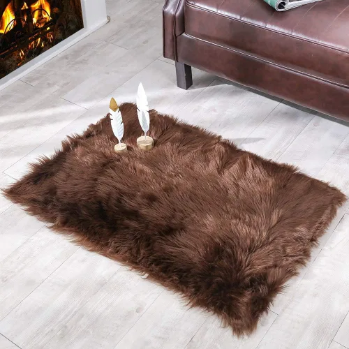 Miniatura 59 de Carvapet - Tapete suave de cuero sintético de oveja, lanudo y lujoso, grande (para decorar habitación), lado de la cama, dormitorio, sala de estar