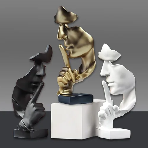Miniatura 7 de aboxoo Estatuas abstractas El silencio es oro Objetos decorativos, estatuilla moderna y simple de resina, decoración de escritorio para piano