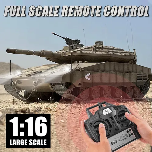 Miniatura 4 de BESTYMXY Tanque RC HengLong IDF MERKAVA MKIV, tanque de batalla principal Merkava 1:16 modelo MK4, vehículos de control remoto de 2.4 GHz con sonido