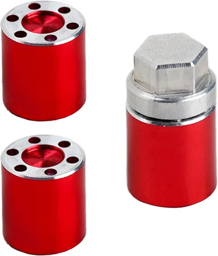 Miniatura 5 de DJX 4 piezas de aluminio M2 tuerca de rueda tuerca central tuerca de bloqueo para Axial SCX24 AXI90081 AXI00004 Jeep C10 actualizaciones 1/24 RC Rojo