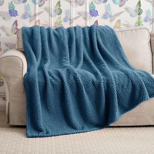 Miniatura 50 de Manta de Tiro de Piel Sintética Color Hueso para Sofá, Manta Suave y Esponjosa de Burbujas para Cama y Sofá, Manta Gruesa y Cálida de Felpa Difusa
