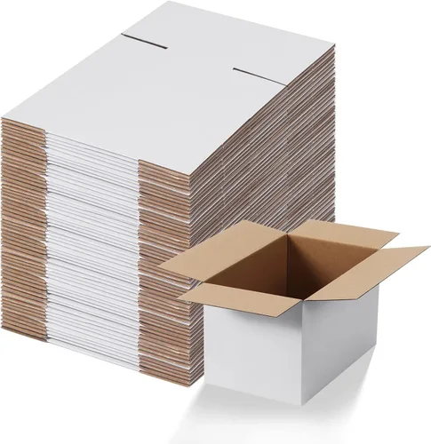 Miniatura 8 de Calenzana Juego de 40 Cajas de Envío 8x6x6, Caja de Cartón Corrugado Blanco para Envío, Embalaje de Regalos, Pequeña Empresa