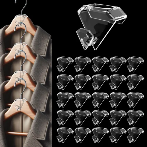 SLMT Paquete de 30 ganchos para colgar que ahorran espacio, ganchos transparentes para colgar ropa, artículos esenciales para la habitación del