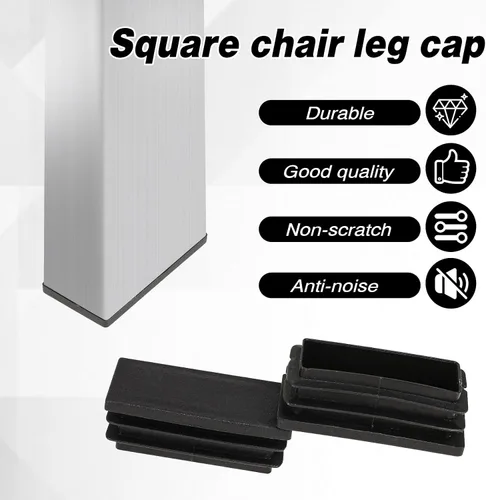 Miniatura 4 de Paquete de 20 tapas de plástico negras de 1 x 2 pulgadas para patas de silla de tubo rectangular