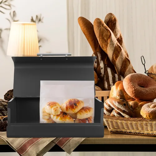 Miniatura 4 de Angoily Cubierta de contenedor de pan multifunción de metal para encimera de cocina, mantiene los productos horneados frescos durante más tiempo