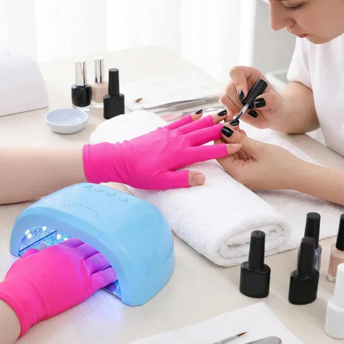 Miniatura 4 de TIESOME 3 pares de guantes de uñas de gel, guantes de protección UV sin dedos para manicura de gel y arte de uñas para manos, transpirables, ajuste