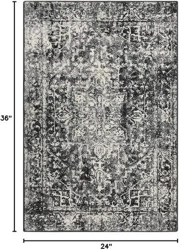 Miniatura 2 de Morebes Alfombras vintage de 2 x 3, alfombra negra para entrada, alfombra lavable para cocina, antideslizante, alfombra para puerta