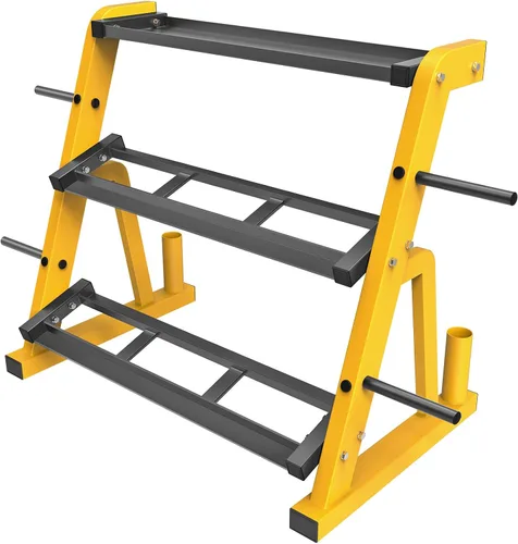 Kipika Soporte para Mancuernas de Servicio Pesado de 3 Niveles Multifuncional, Soporte de Peso para Mancuernas, Equipo de Gimnasio en Casa, Adecuado
