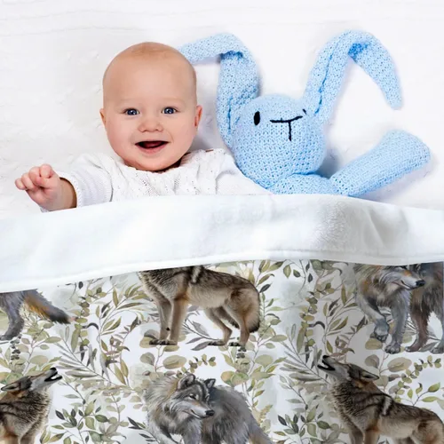 Miniatura 5 de Manta de bebé de hojas de lobo, manta súper suave para niños y niñas, regalos para recién nacidos, acogedora manta de recepción de bebé, manta