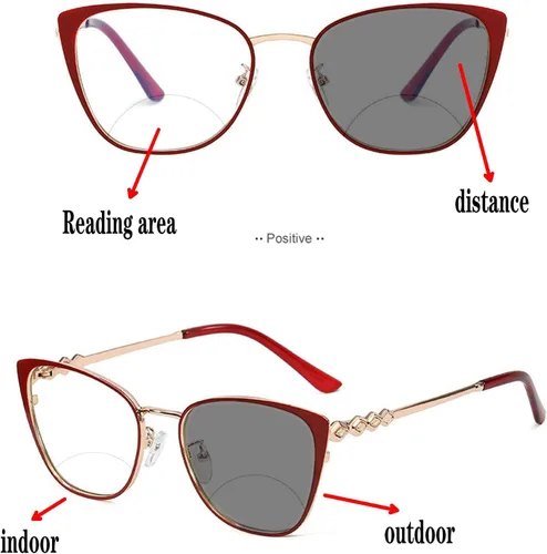 Miniatura 4 de Melrose /Gafas de lectura bifocales Gafas de lectura fotocromáticas Fuerza Marco de metal para mujer Gafas de lectura de transición