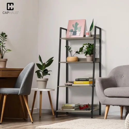 Miniatura 2 de CAPHAUS Estantería de Escalera de 4 Niveles, Estante Independiente de 24 Pulgadas de Ancho, Estantería Librero de Almacenamiento Organizador, Gris