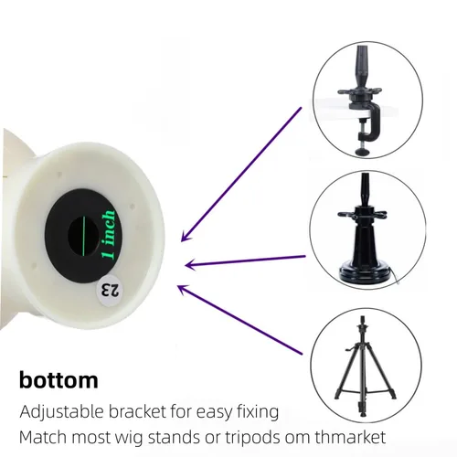 Miniatura 4 de Cabeza de lona para peluca, cabeza de bloque de lona para hacer pelucas, cabeza de maniquí con soporte y agujero de montaje (21 pulgadas)
