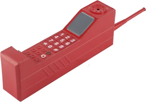 Modelo retro de teléfono celular, diseño de ladrillo vintage de hierro, ligero, portátil, accesorio de fotografía, decoración de oficina en el Rojo