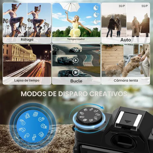 Miniatura 4 de Yatao Cámaras digitales para fotografía y vlogging, pantalla giratoria 6K 64MP, lente dual, micrófono para video, tarjeta TF de 64GB, cámara