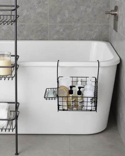 Miniatura 6 de Organizador de Ducha Colgante Grande a Prueba de Óxido, Cesta Organizadora de Ducha Colgante de Acero Inoxidable 304 para Baño y Bañera, Estante