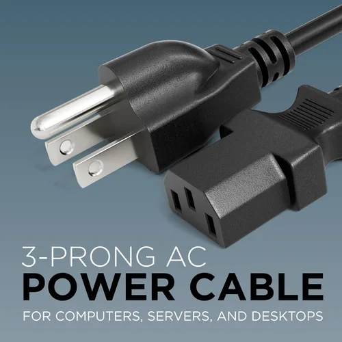 Miniatura 2 de Cable de alimentación de CA de 3 clavijas para computadora, médico, servidor y escritorio, cable de alimentación de 3 clavijas de 1 pie - Cable