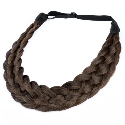 Miniatura 21 de Diadema clásica de cabello sintético trenzado de 5 hebras, trenzas gruesas y anchas, extensión de cabello con elástico para mujeres y niñas