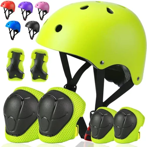 Miniatura 21 de Conjunto de casco de bicicleta para niños pequeños con rodilleras, casco de ciclismo ajustable para niño y niña, equipo de protección
