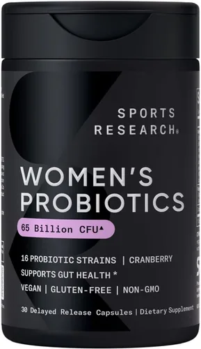 Sports Research Probióticos para Mujeres con Prebióticos, 65 Mil Millones de UFC - Cápsulas Veganas para la Salud Intestinal y Apoyo Digestivo,