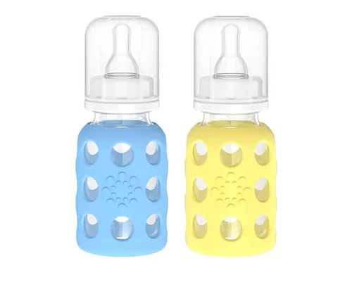 Miniatura 30 de Lifefactory Biberón de vidrio sin BPA Funda protectora de silicona Paquete de 3 de 9 onzas Papaya, col rizada y arándanos Papaya/Kale/Arándano