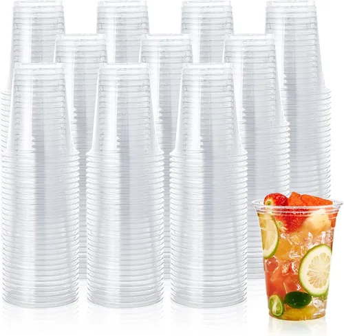 Lilymicky Paquete de 1000 vasos de plástico transparente de 12 onzas, vasos desechables de PET, transparentes, perfectos para café helado, batidos,