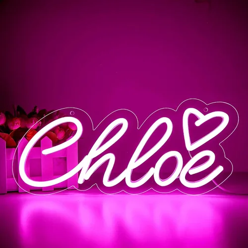 Miniatura 9 de Letrero de neón grande con nombre de Chloe para decoración de pared, luz LED de neón con nombre de Chloe para dormitorio de niños, decoración