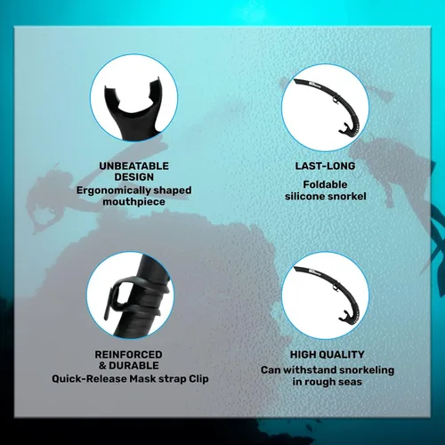 Miniatura 4 de H2Odyssey Pro Stash - Snorkel plegable con válvula de purga - Material de silicona sin equipo de buceo