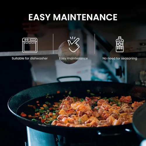 Miniatura 6 de Machika Sartén para paellas, utensilios de cocina de inducción profesionales, sartén antiadherente de acero esmaltado para cocinar comida